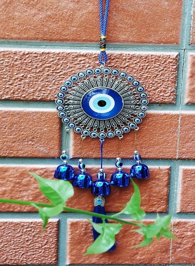 KINTIN 5 Bells Wind Chimes for Positive Energy & Protection | Evil Eye Hanging Decor for Home, Balcony & Office | Wind Charm for Good Luck |Rakhi Gift for Brother/Sister, Living Room & Garden Décor - Image 5